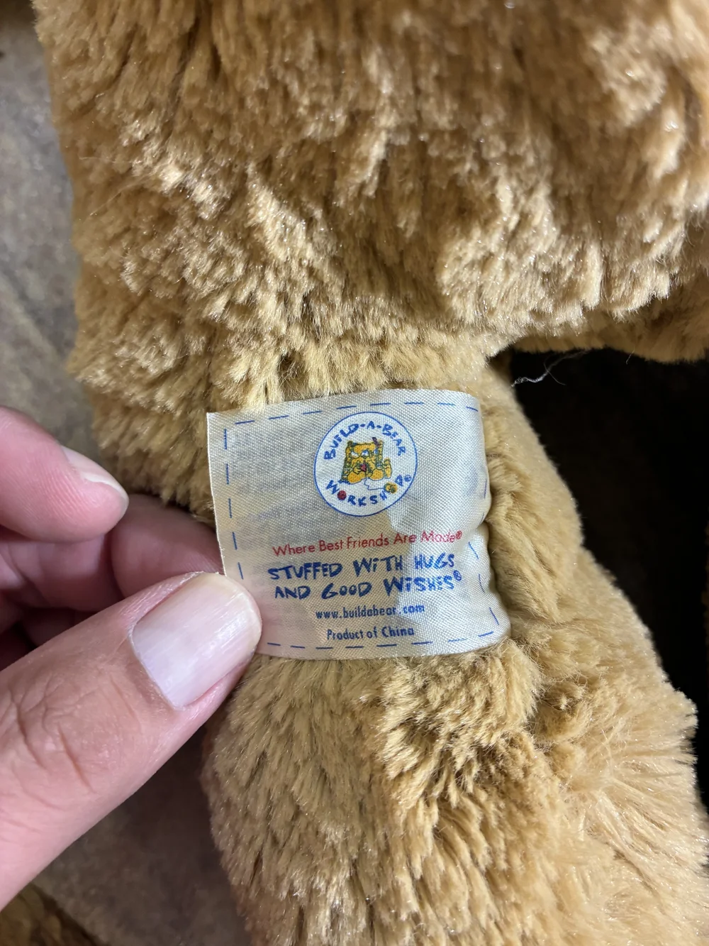 Build-A-Bear Golden Brown Bunny Plush with Pink Ear Accent